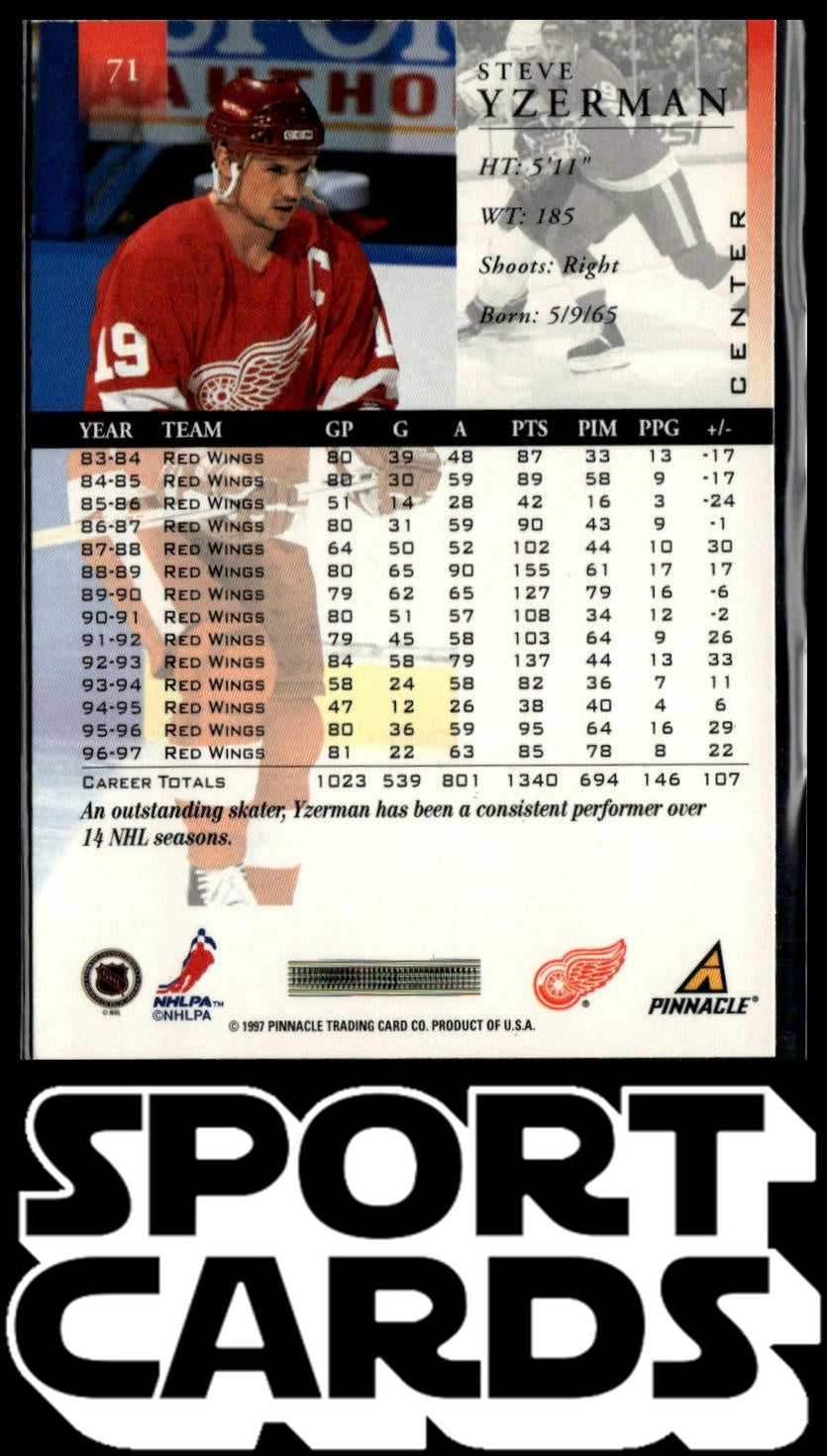 1997-98 Pinnacle #71 Steve Yzerman SportCards.com