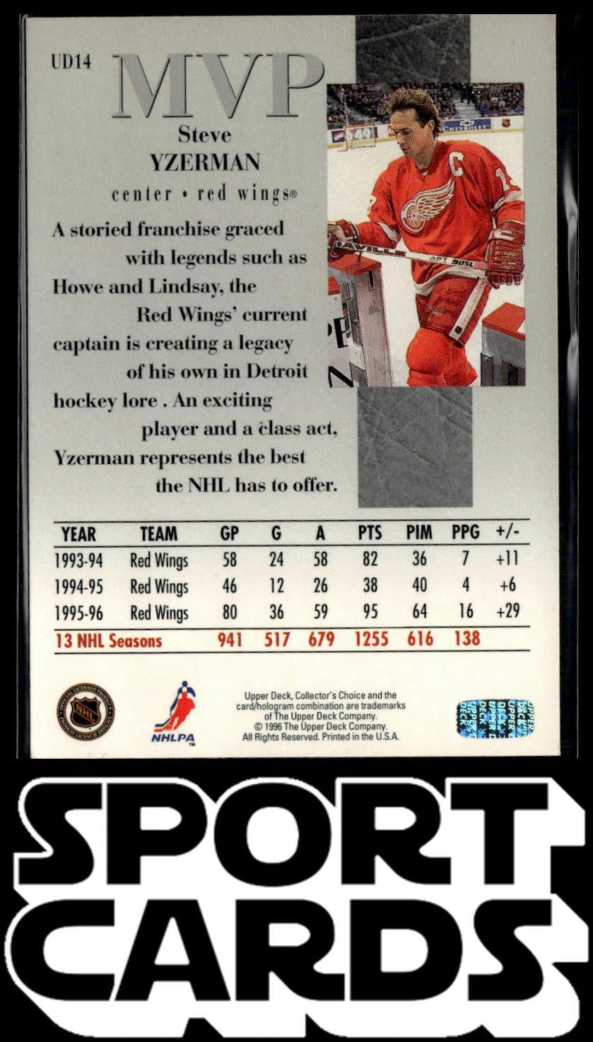 1996-97 Collector's Choice #UD14 Steve Yzerman Upper Deck MVP SportCards.com