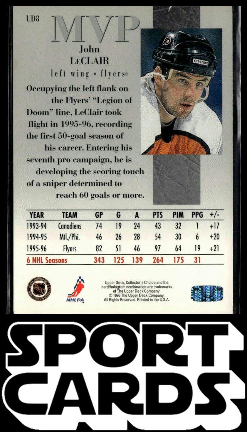 1996-97 Collector's Choice #UD8 John LeClair Upper Deck MVP SportCards.com