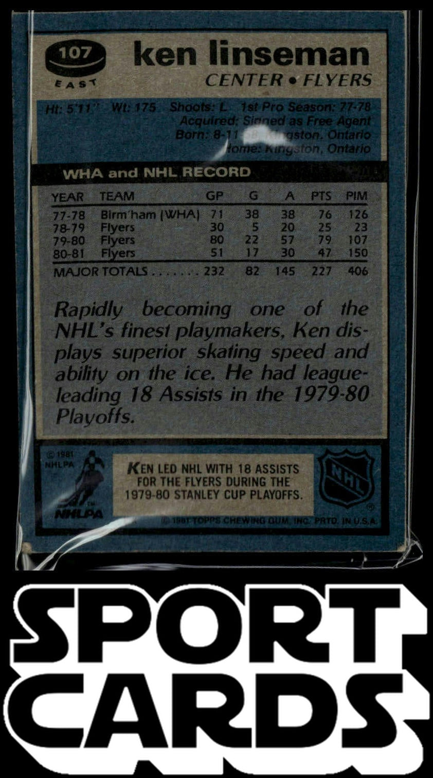 1981-82 Topps #107 East Ken Linseman SportCards.com