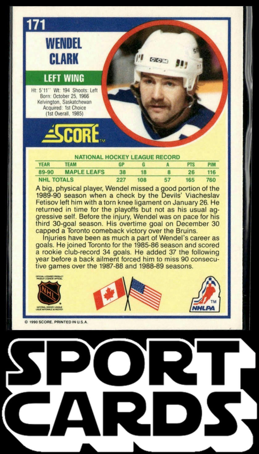 1990-91 Score American #171 Wendel Clark SportCards.com