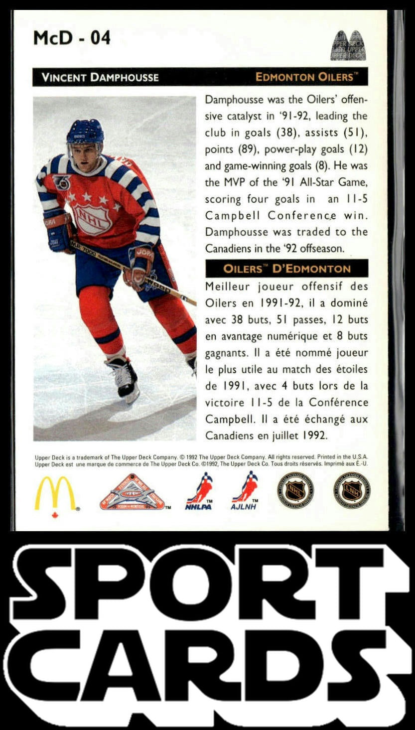 1992-93 Upper Deck McDonald's All-Stars #McD-04 Vincent Damphousse