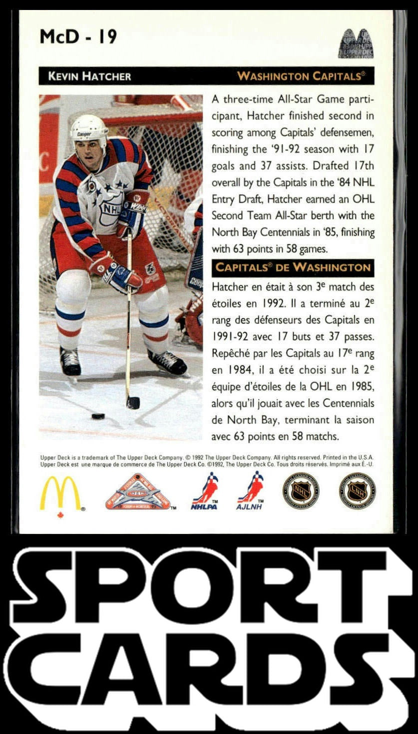1992-93 Upper Deck McDonald's All-Stars #McD-19 Kevin Hatcher SportCards.com