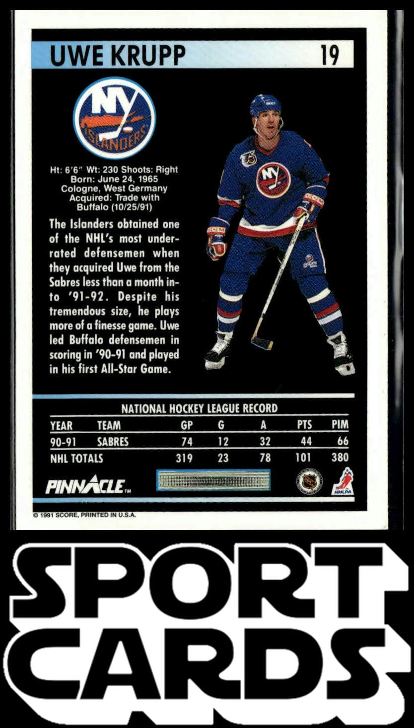 1991-92 Pinnacle #19 Uwe Krupp SportCards.com