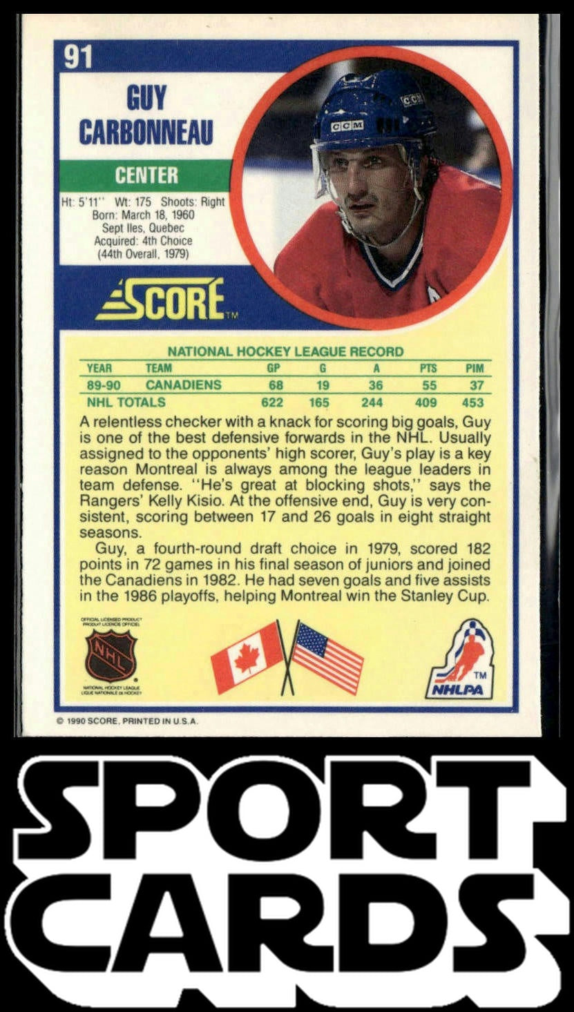 1990-91 Score American #91 Guy Carbonneau SportCards.com