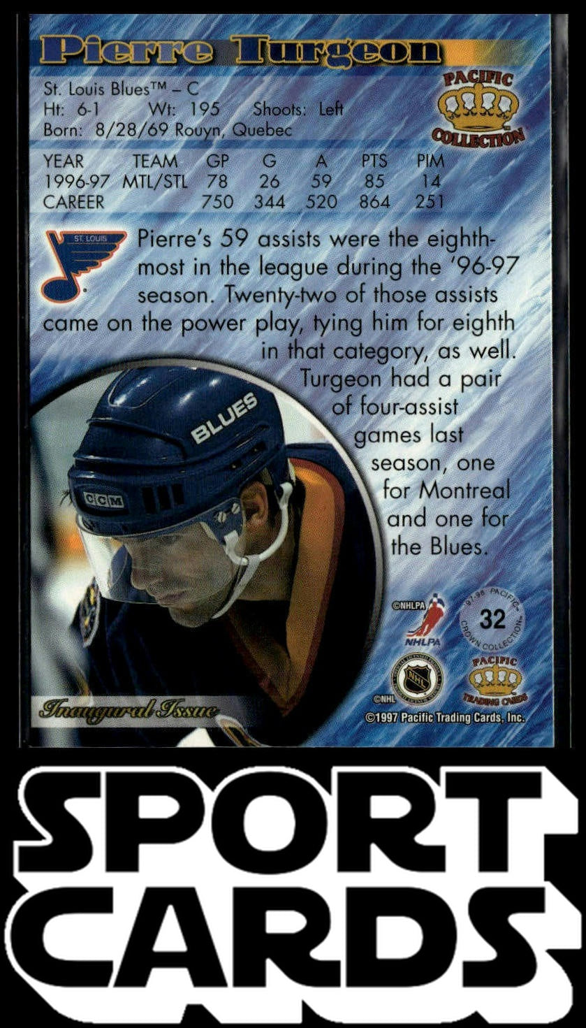 1997-98 Pacific Crown Collection #32 Pierre Turgeon Silver SportCards.com