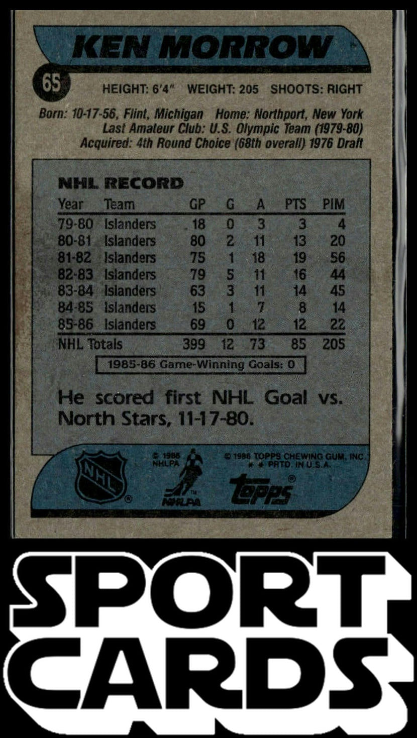 1986-87 Topps #65 Ken Morrow SportCards.com