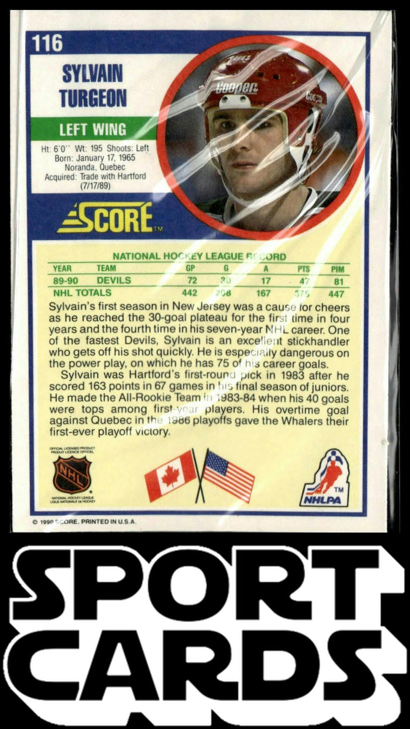 1990-91 Score American #116 Sylvain Turgeon SportCards.com