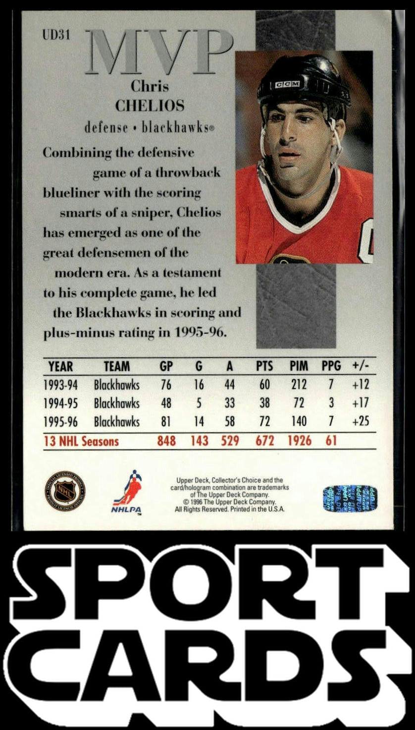 1996-97 Collector's Choice #UD31 Chris Chelios Upper Deck MVP Gold