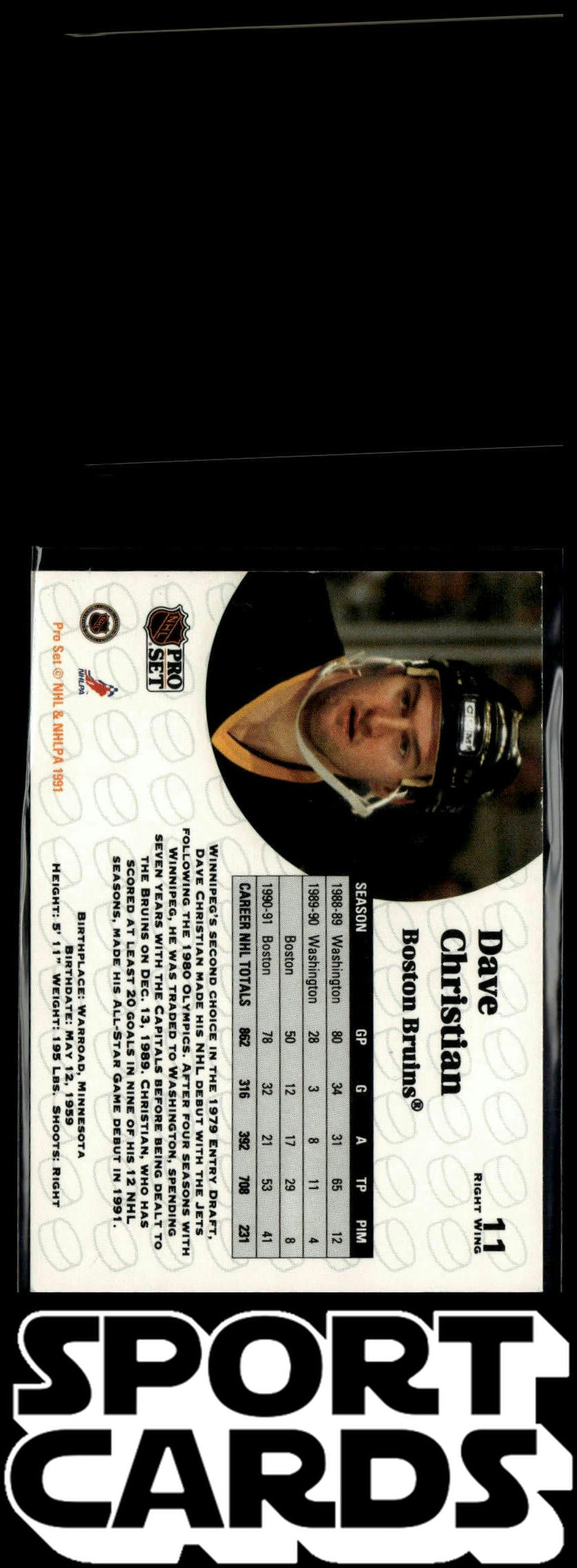 1991-92 Pro Set #11 Dave Christian SportCards.com