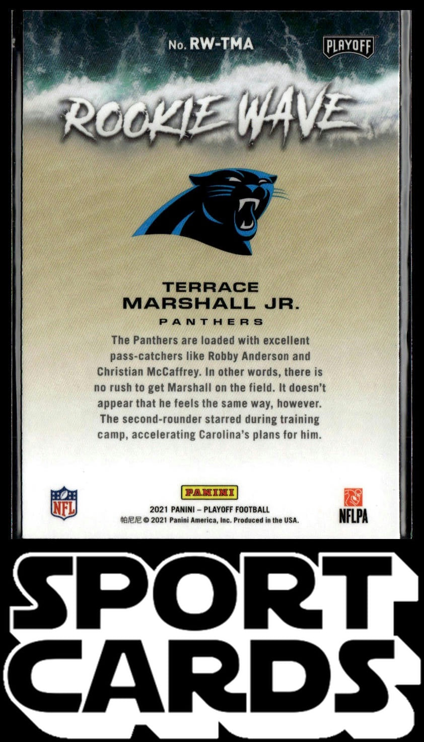 2021 Panini Playoff #RW-TMA Terrace Marshall Jr. Rookie Wave SportCards.com
