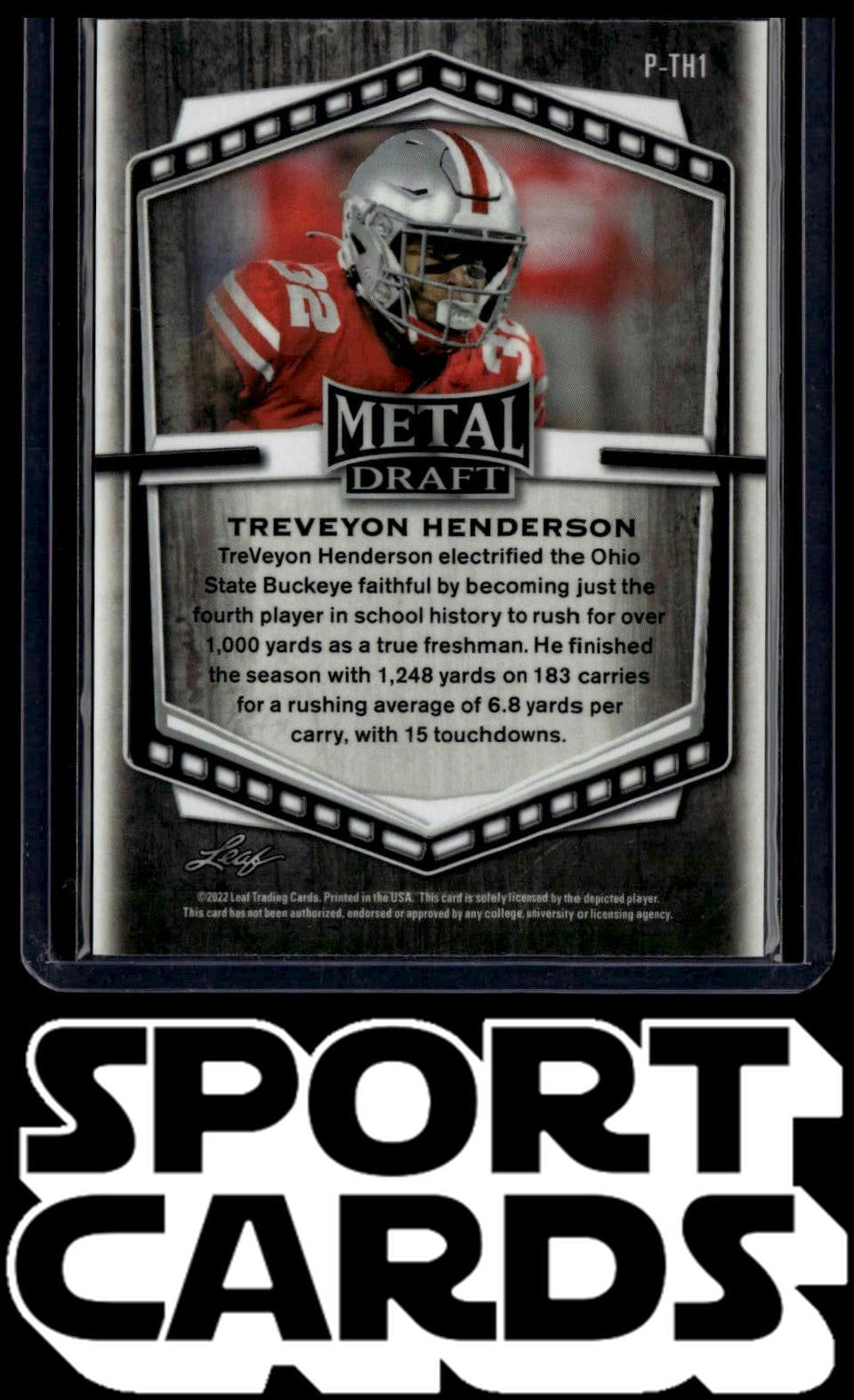 2022 Leaf Draft #B-TH1 TreVeyon Henderson Metal Wave Red White & Blue