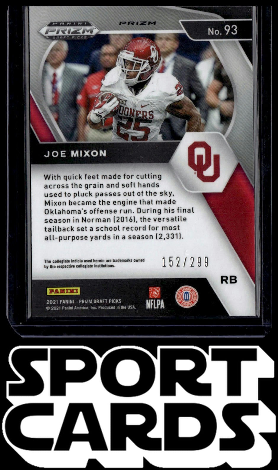 2021 Panini Prizm Draft Picks Collegiate #93 Joe Mixon Red #/299 SportCards.com
