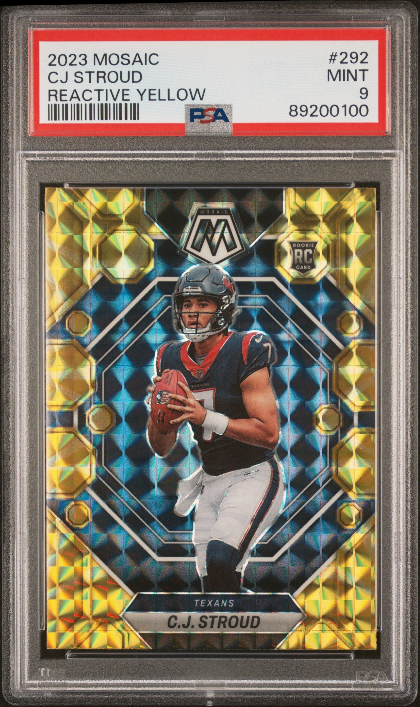 Cj Stroud 2023 Panini Mosaic #292 Reactive Yellow PSA 9