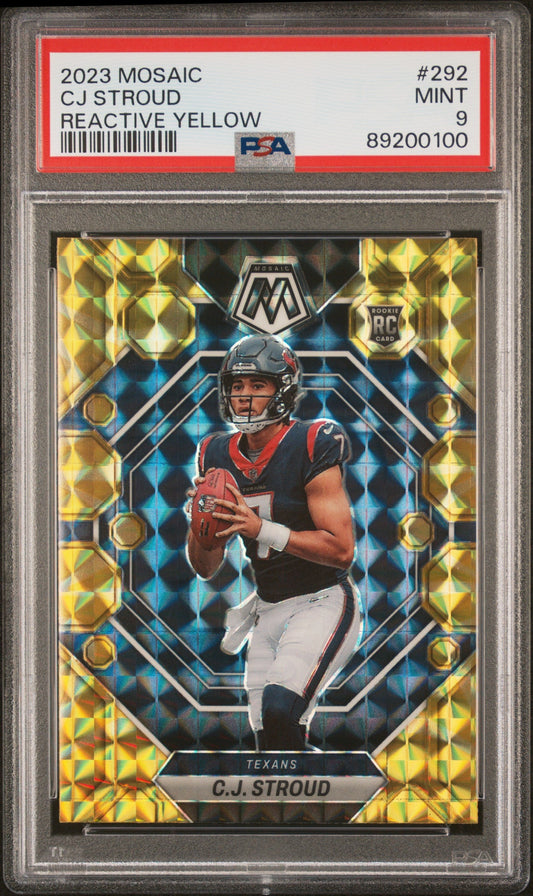 Cj Stroud 2023 Panini Mosaic #292 Reactive Yellow PSA 9