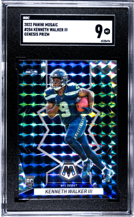 Kenneth Walker III 2022 Panini Mosaic #284 Genesis Prizm SGC 9 - Sport Cards