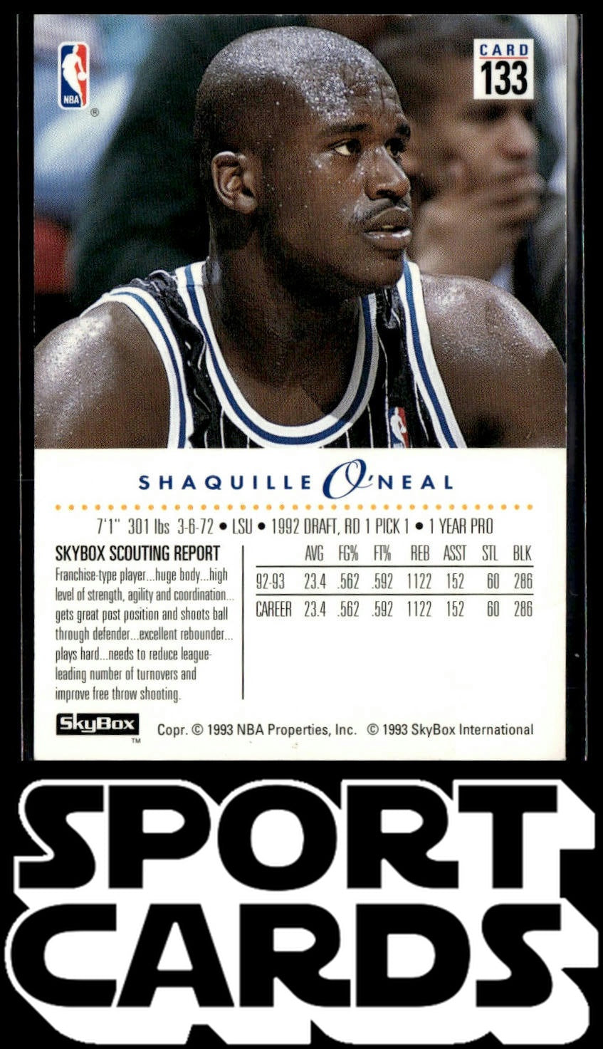1993-94 SkyBox Premium #133 Shaquille O'Neal SportCards.com