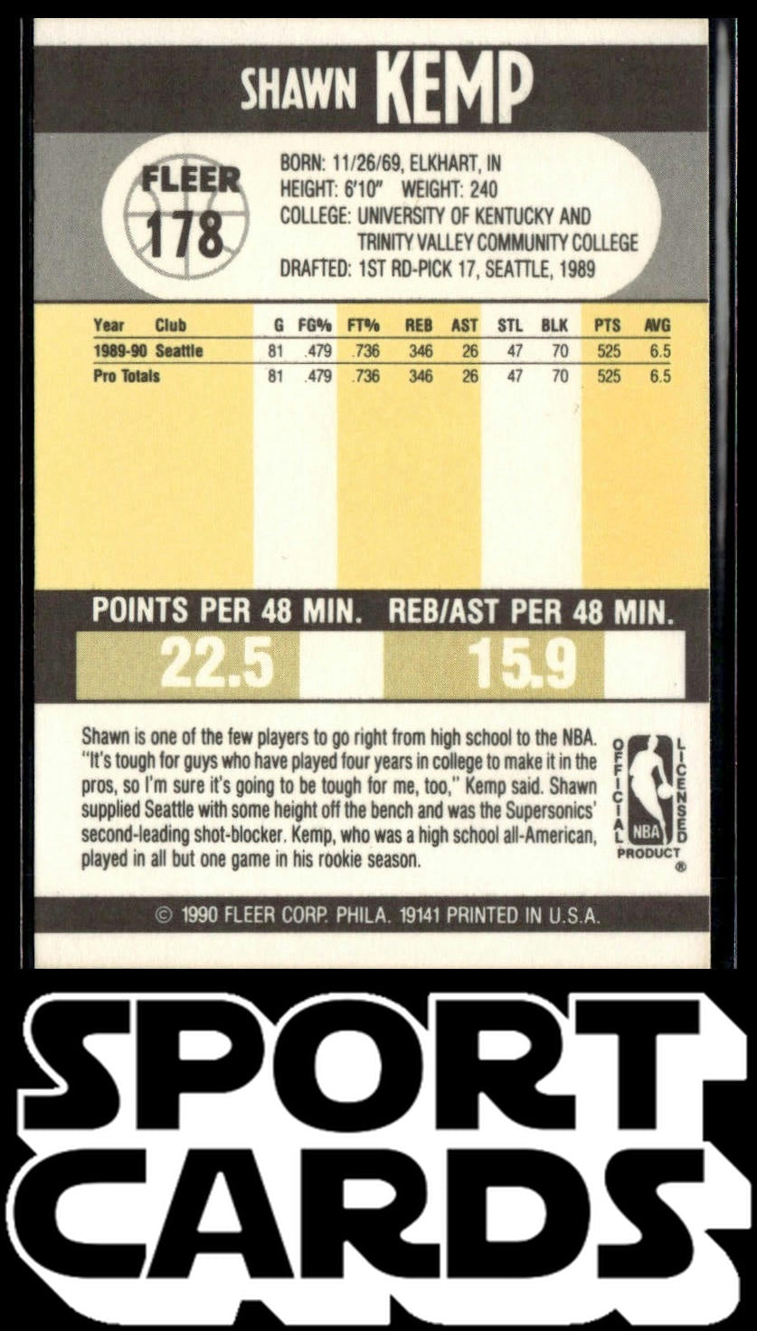 1990-91 Fleer #178 Shawn Kemp SportCards.com