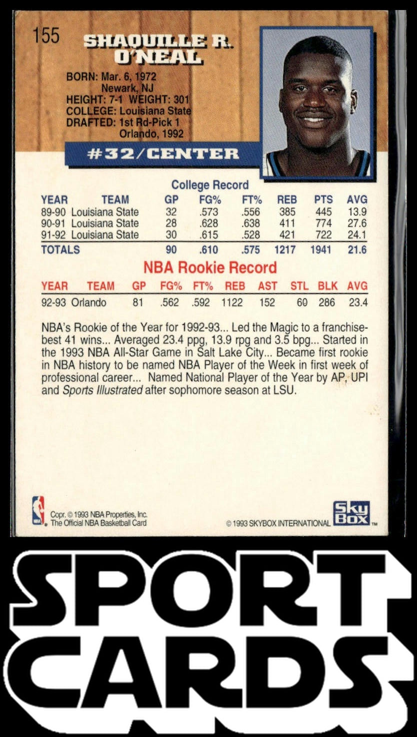 1993-94 Hoops #155 Shaquille O'Neal SportCards.com
