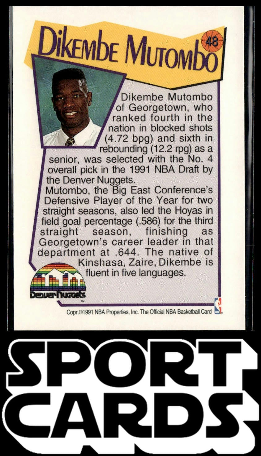 1991-92 Hoops McDonald's #48 Dikembe Mutombo SportCards.com