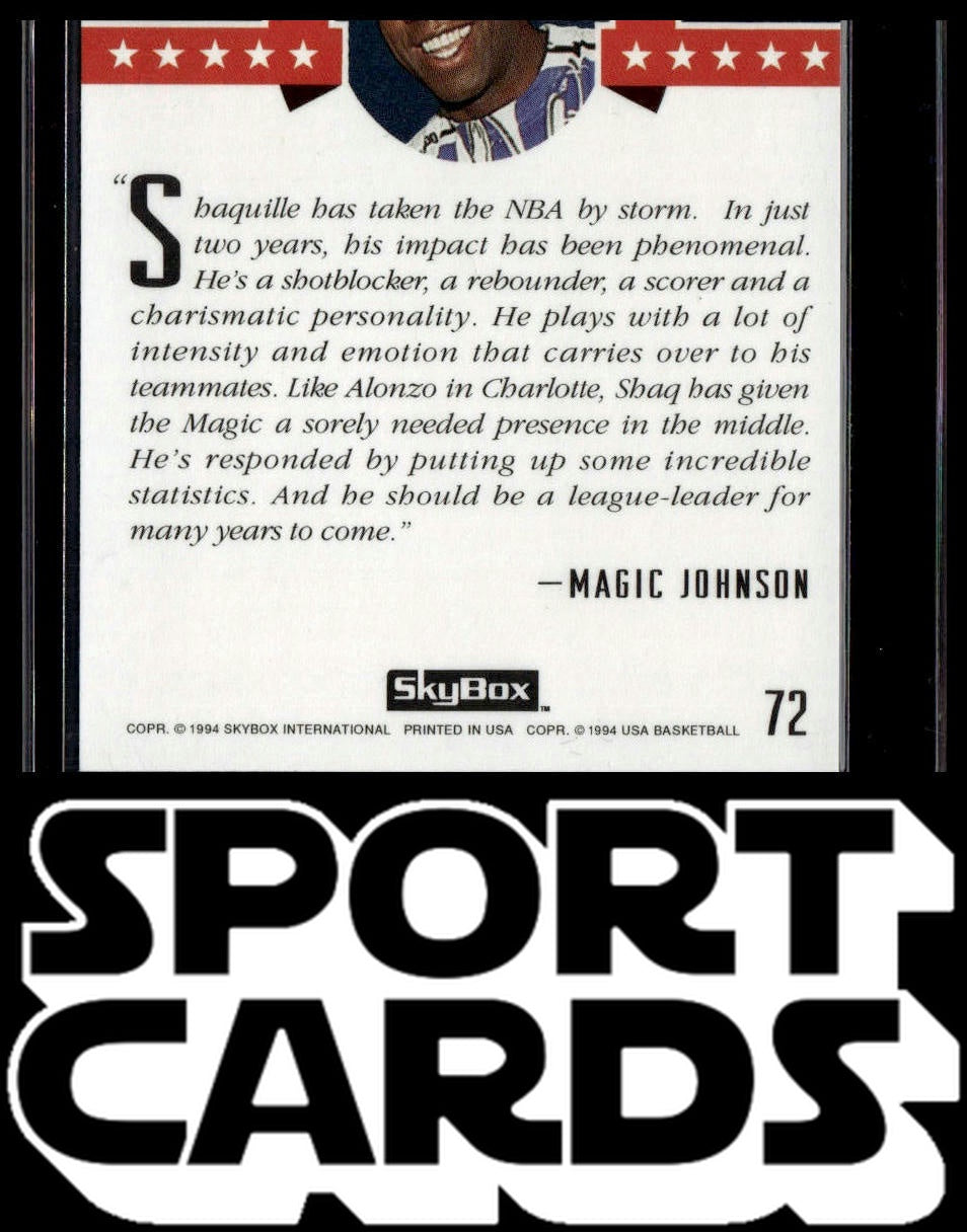 1994 SkyBox USA #72 Shaquille O'Neal SportCards.com