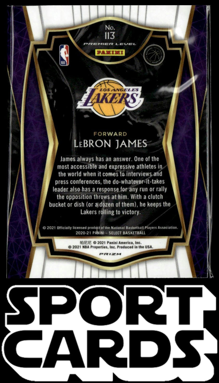 2020-21 Panini Select #113 LeBron James Red White Orange Flash SportCards.com