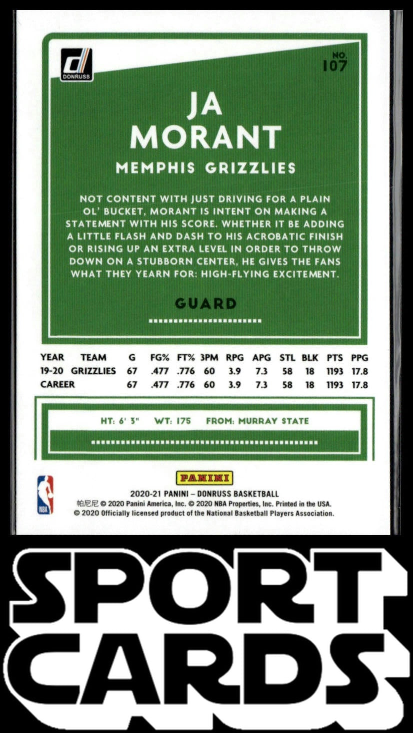 2020-21 Donruss #107 Ja Morant SportCards.com