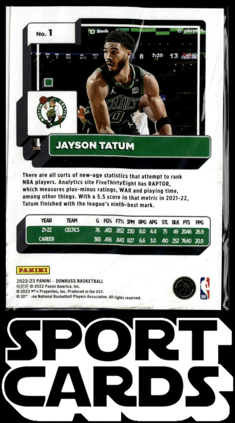 2022-23 Donruss #1 Jayson Tatum SportCards.com