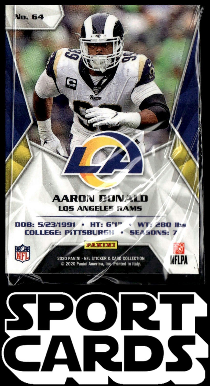2020 Panini Sticker & Card Collection #64 Aaron Donald Cards Blue #/299