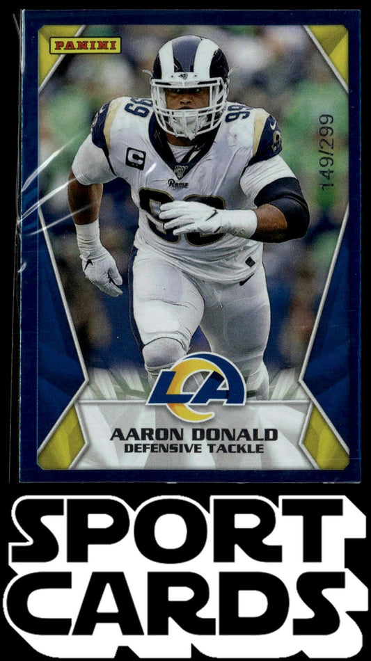 2020 Panini Sticker & Card Collection #64 Aaron Donald Cards Blue #/299