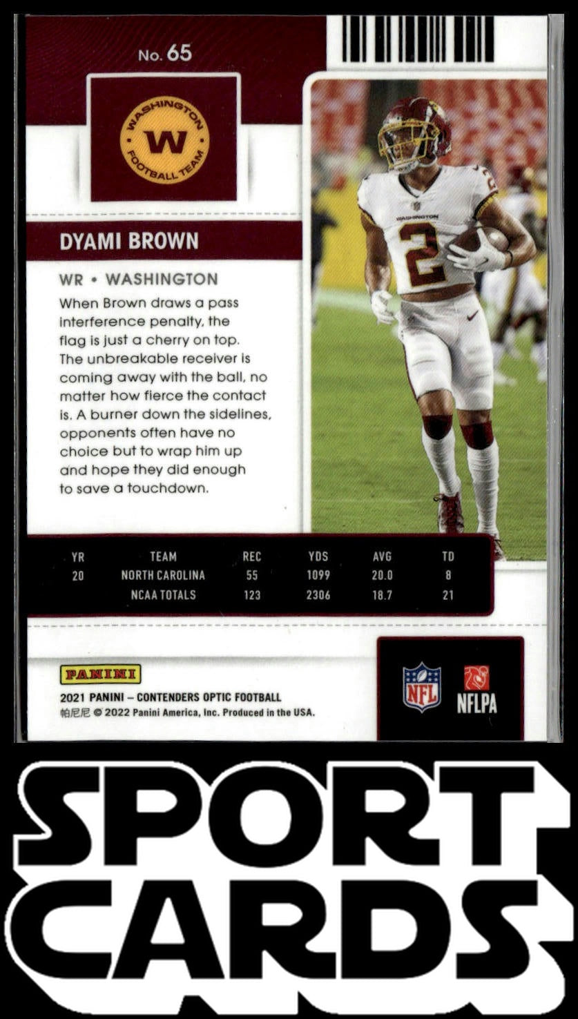 2021 Panini Contenders Optic #65 Dyami Brown SportCards.com