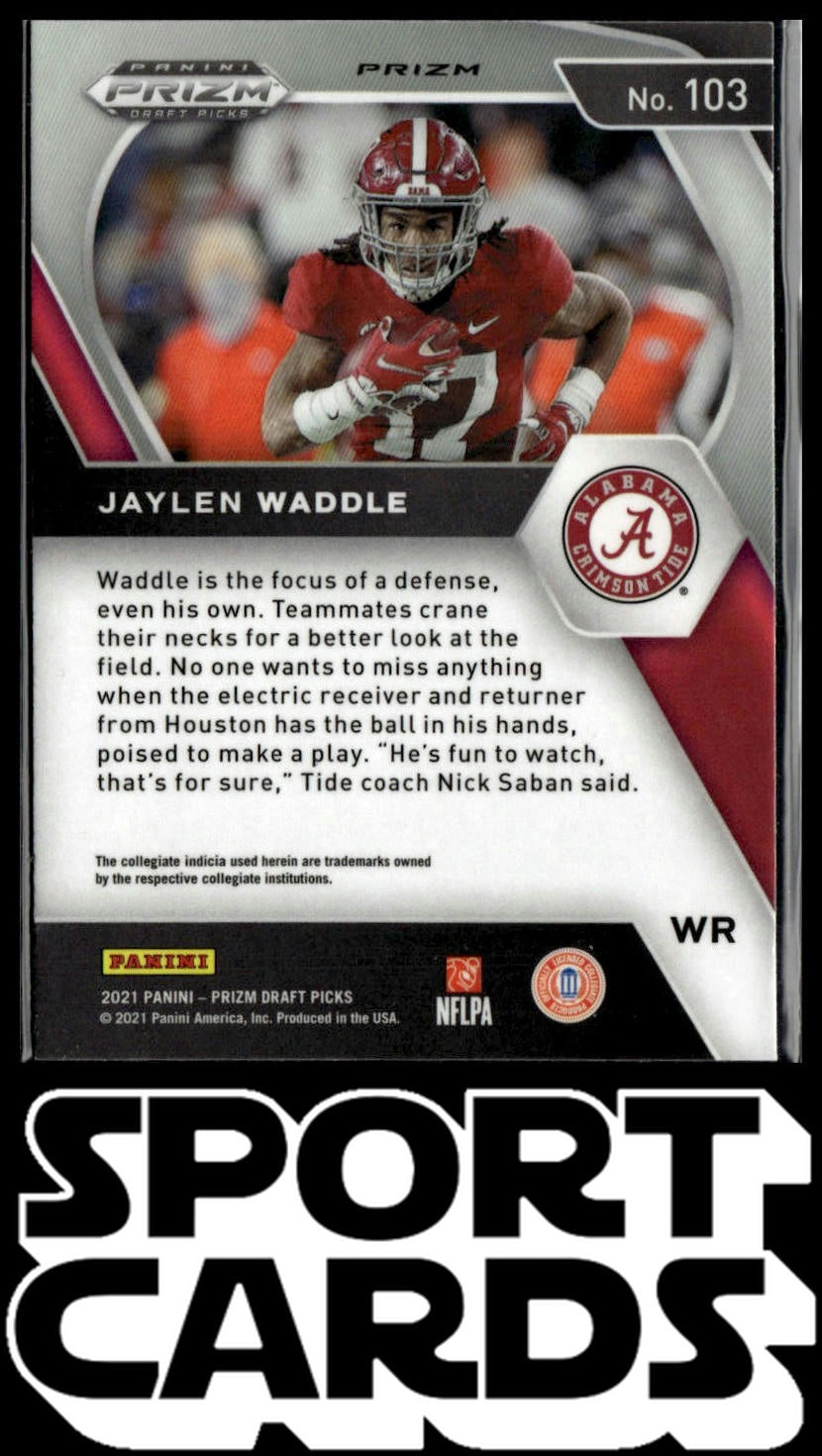 2021 Panini Prizm Draft Picks Collegiate #103 Jaylen Waddle Red White and Blue