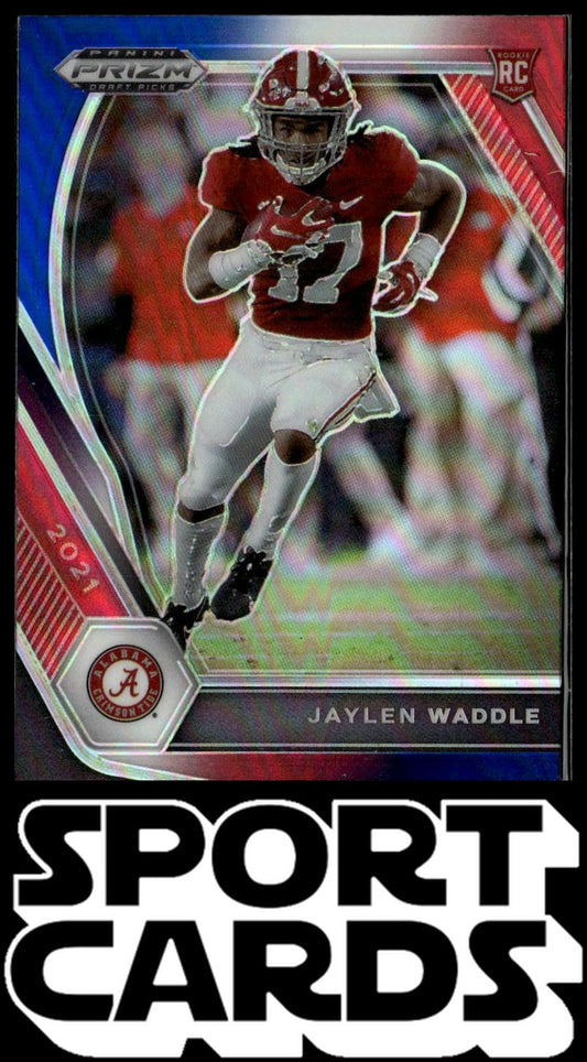 2021 Panini Prizm Draft Picks Collegiate #103 Jaylen Waddle Red White and Blue