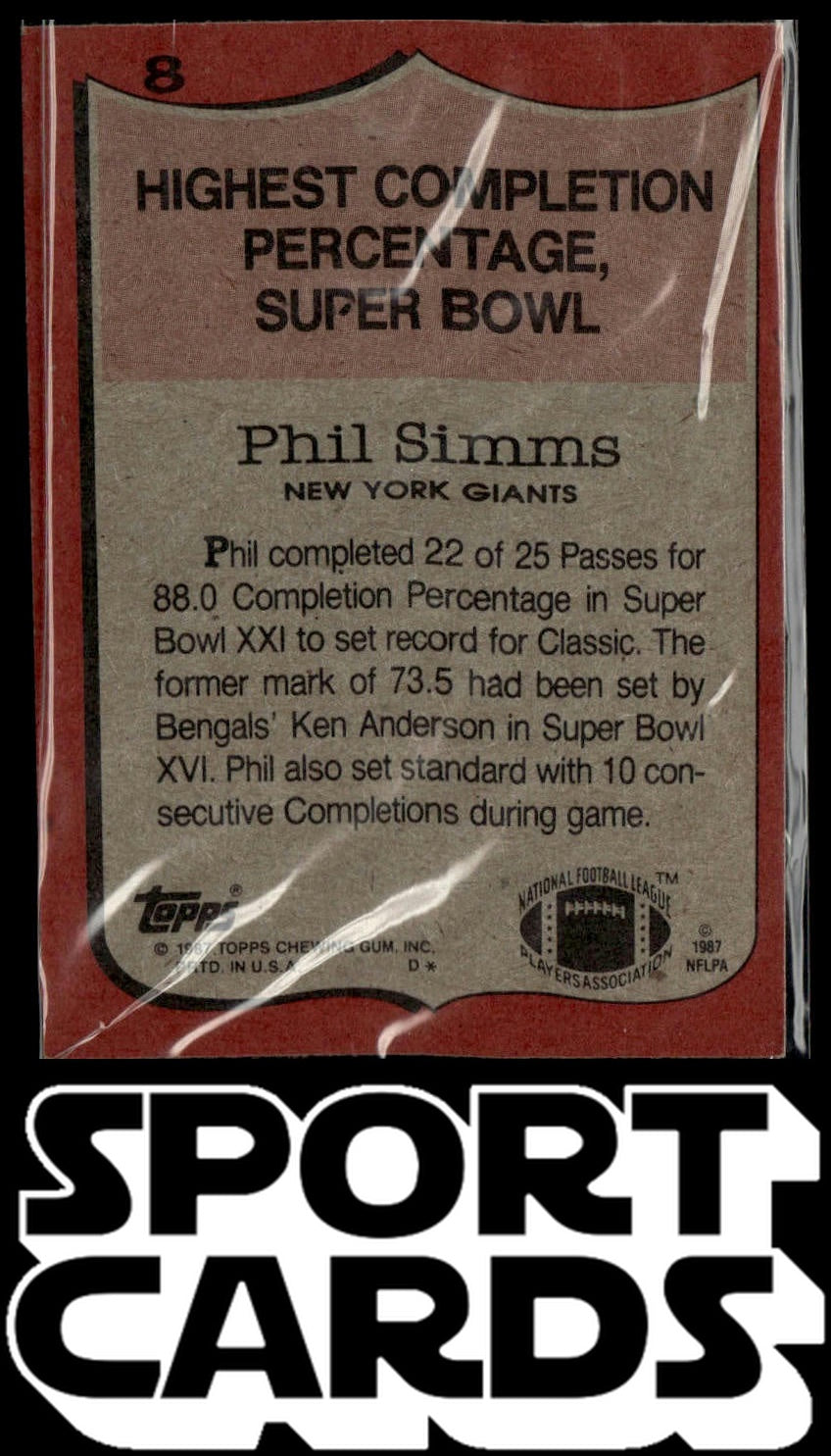 1987 Topps #8 Phil Simms SportCards.com