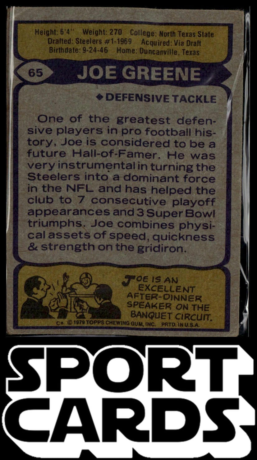 1979 Topps #65 Joe Greene Cream Colored Back SportCards.com
