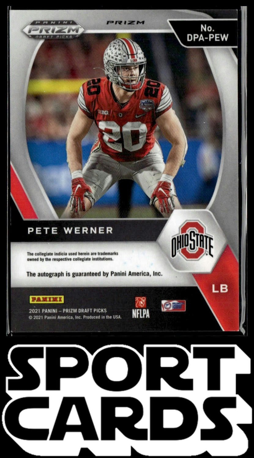 2021 Panini Prizm Collegiate #DPA-PEW Pete Werner Draft Picks Autographs Green