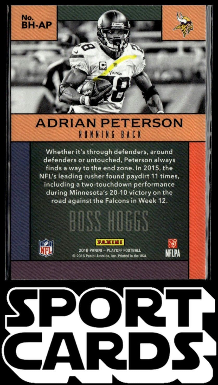 2016 Panini Playoff #BH-AP Adrian Peterson Boss Hoggs SportCards.com