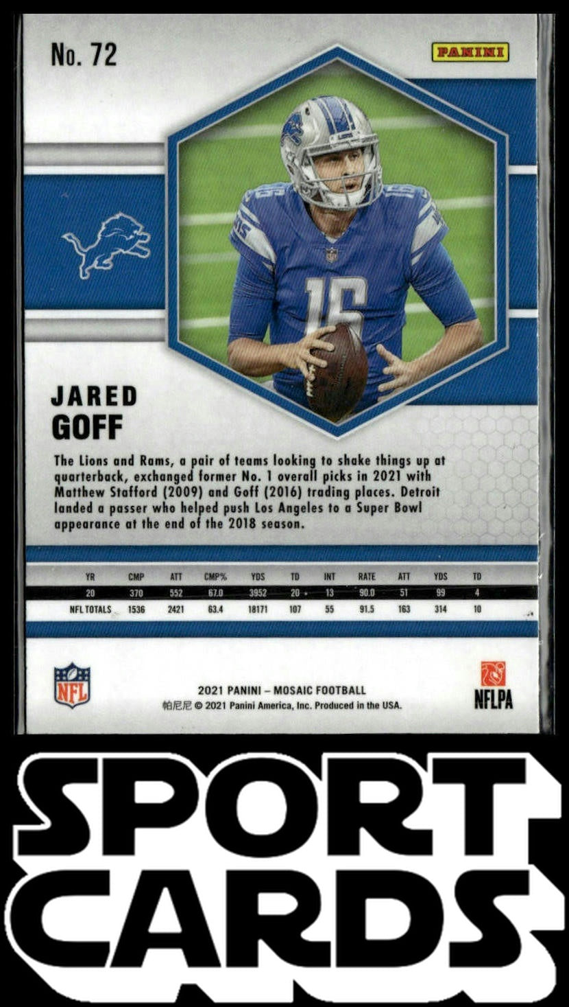 2021 Panini Mosaic #72 Jared Goff SportCards.com