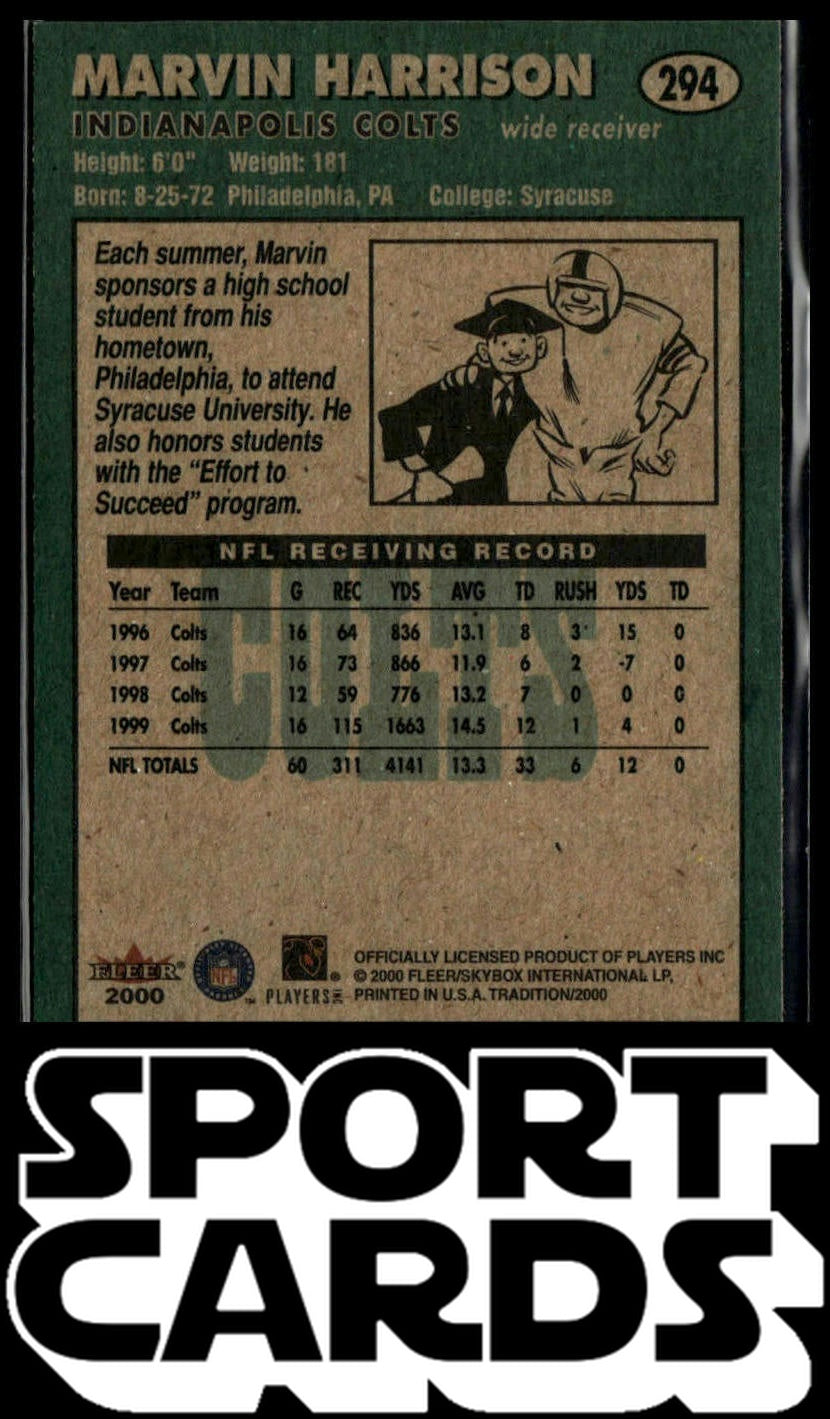 2000 Fleer Tradition #294 Marvin Harrison SportCards.com