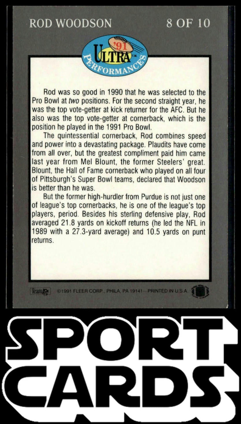 1991 Ultra #8 Rod Woodson Ultra Performances SportCards.com