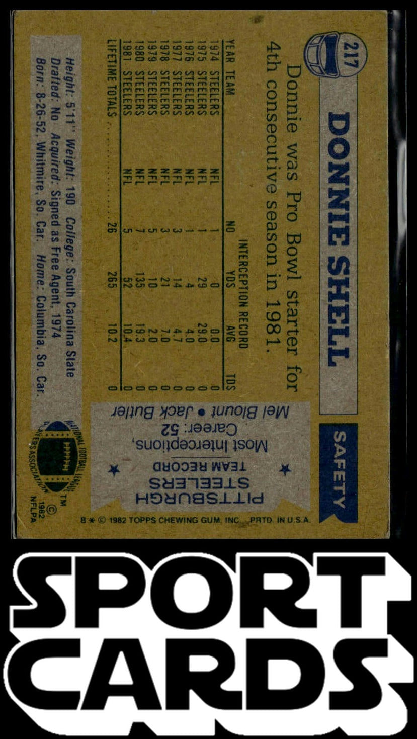 1982 Topps #217 Donnie Shell SportCards.com