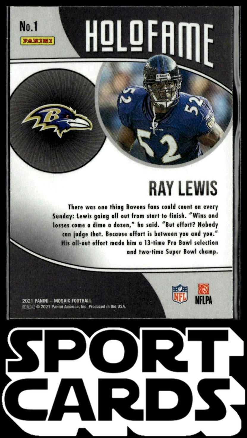 2021 Panini Mosaic #1 Ray Lewis HoloFame SportCards.com