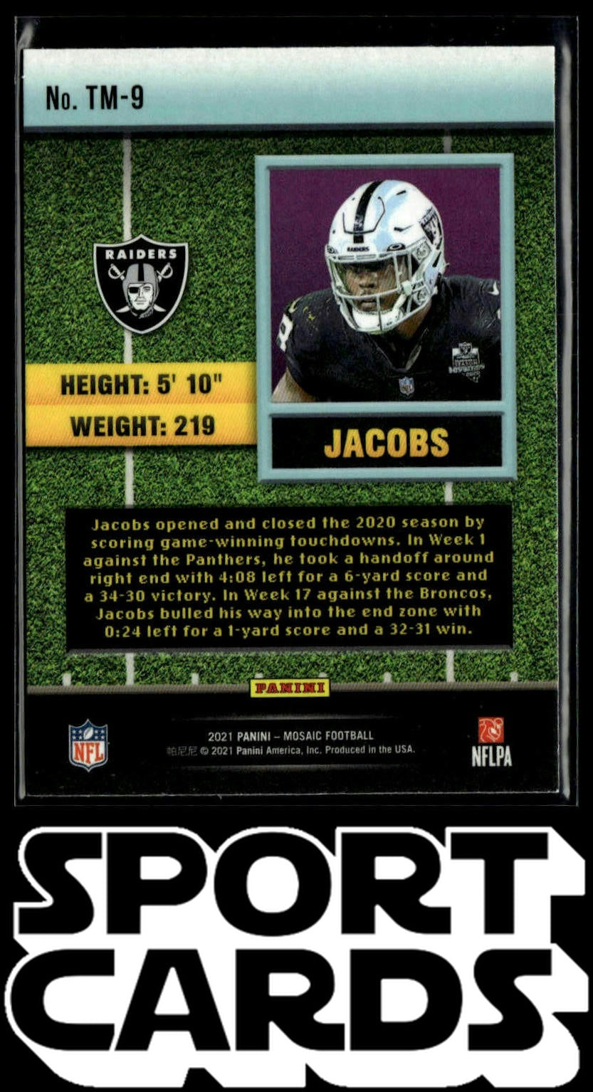 2021 Panini Mosaic #TM-9 Josh Jacobs Touchdown Masters SportCards.com