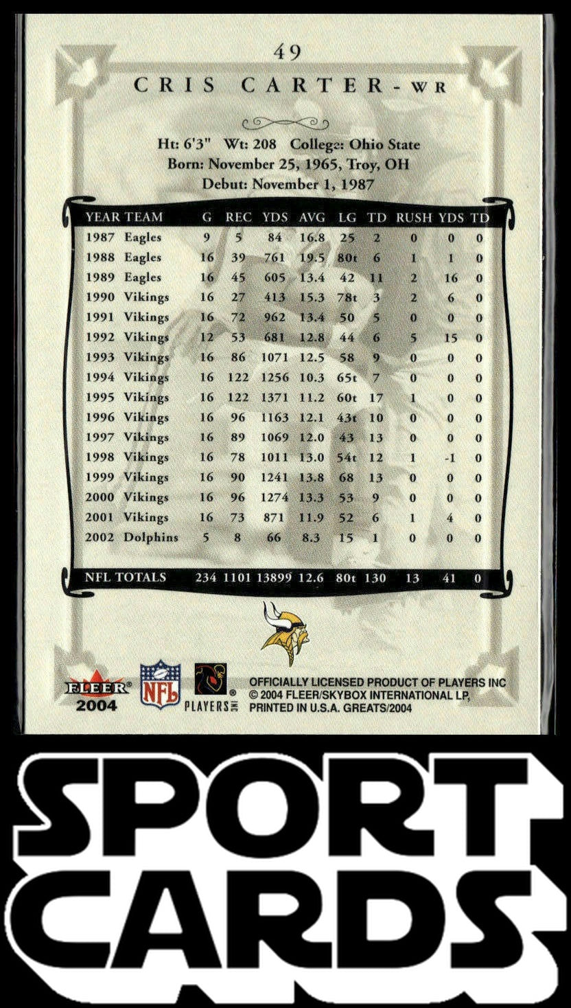 2004 Fleer Greats of the Game #49 Cris Carter SportCards.com