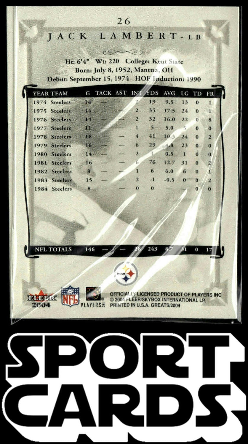 2004 Fleer Greats of the Game #26 Jack Lambert SportCards.com