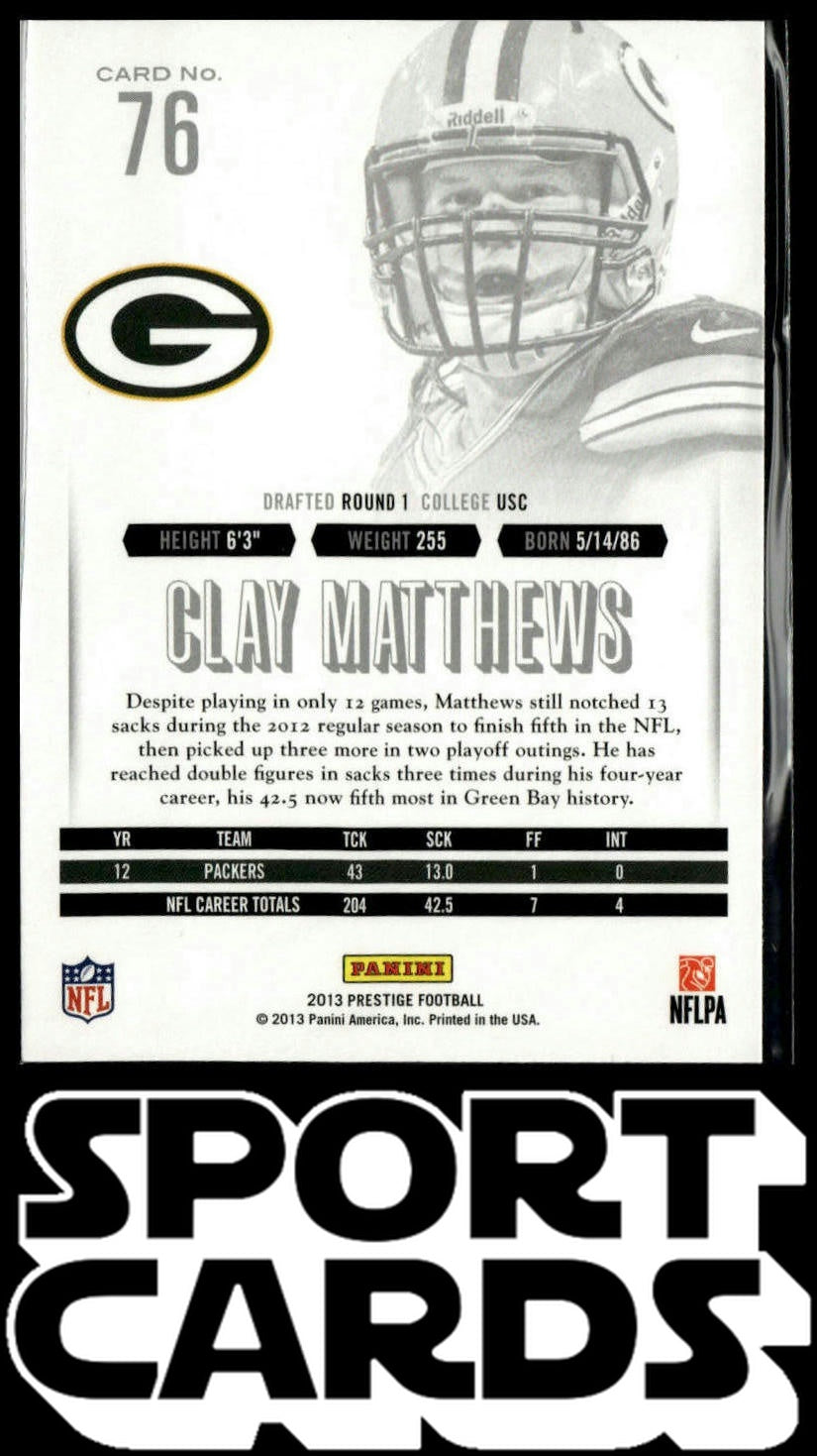 2013 Panini Prestige #76 Clay Matthews SportCards.com