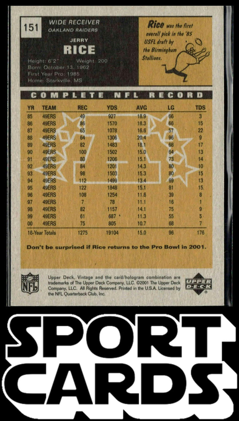 2001 Upper Deck Vintage #151 Jerry Rice SportCards.com