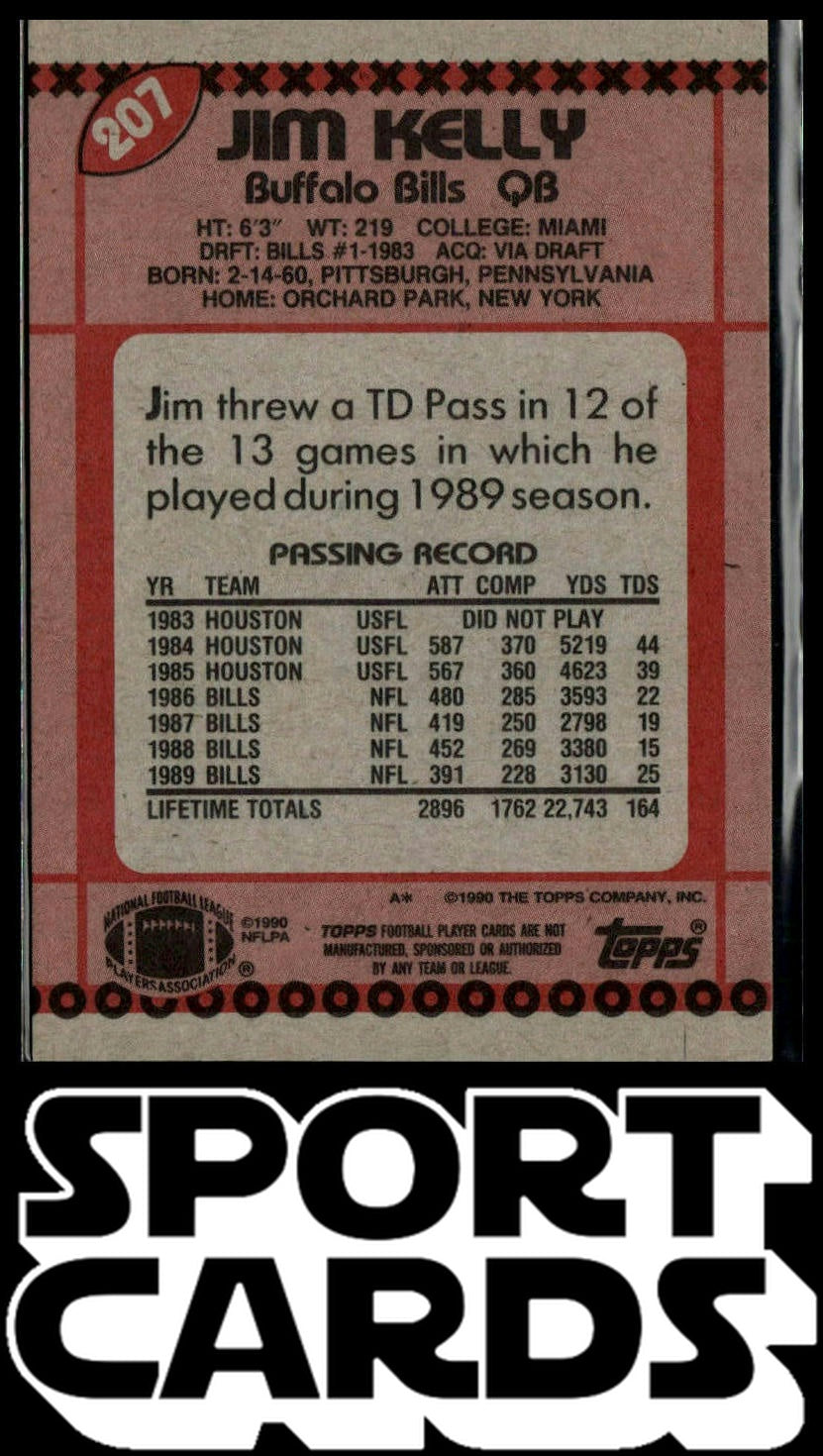 1990 Topps #207 Jim Kelly SportCards.com