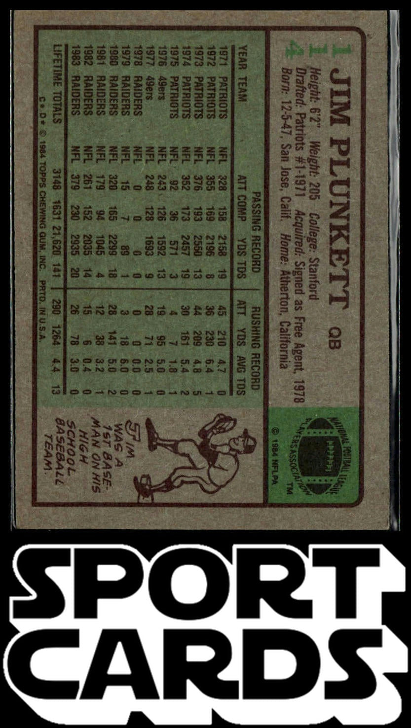 1984 Topps #114 Jim Plunkett SportCards.com
