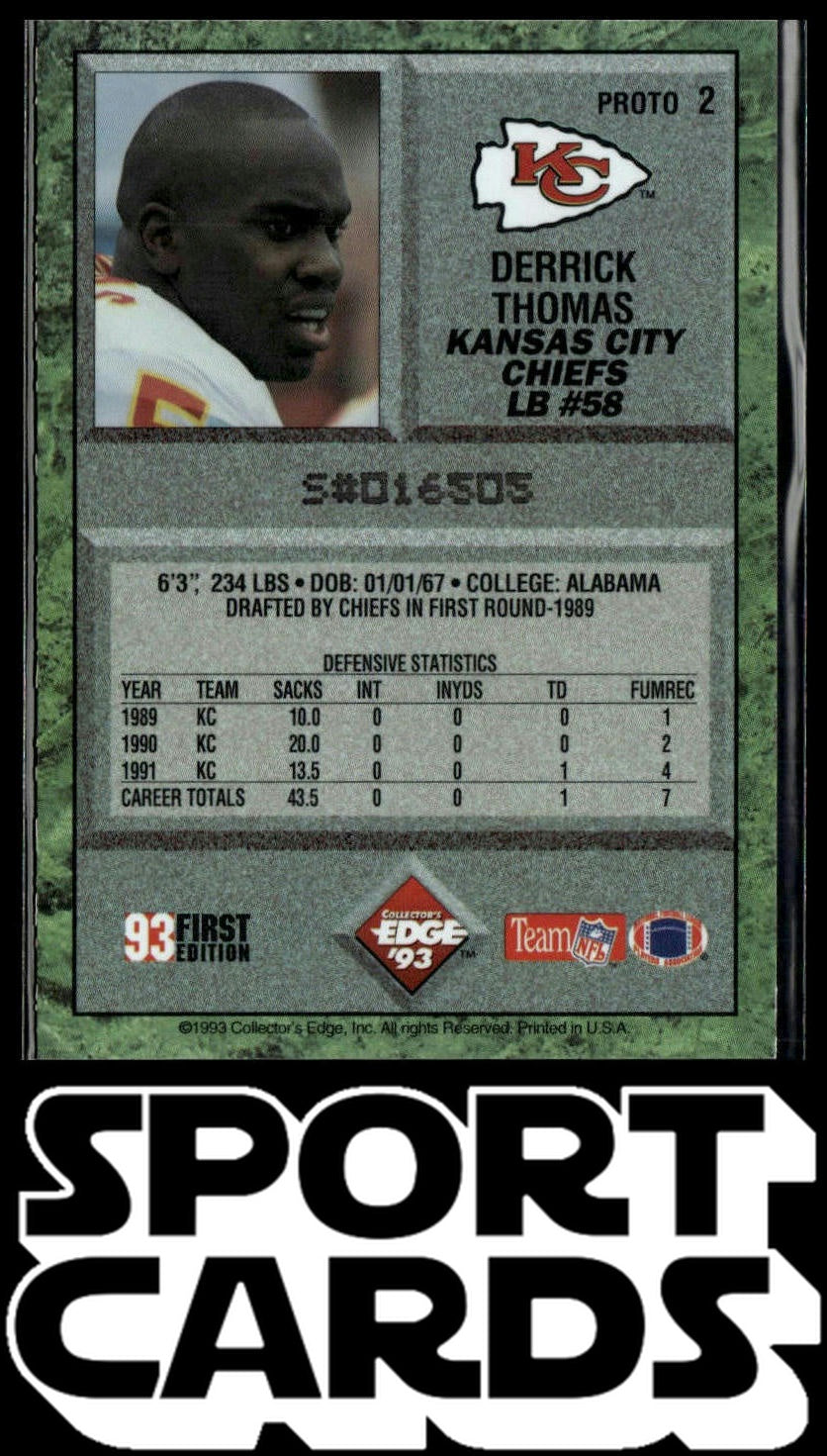1993 Collector's Edge #2b Derrick Thomas Prototypes SportCards.com
